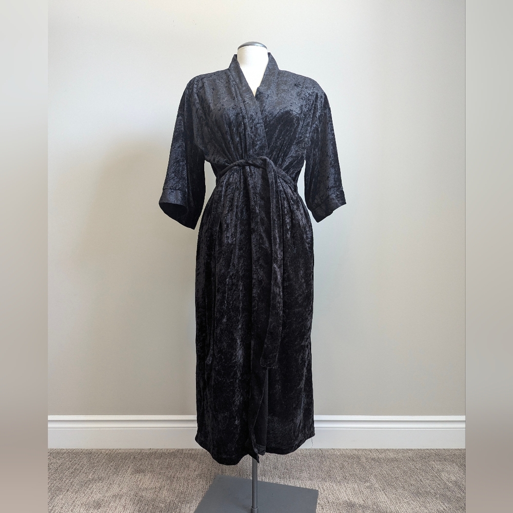 Vintage 80s 90s Chandio Crushed Velvet Robe Gothic Whimsigoth Witchy Mori Dark